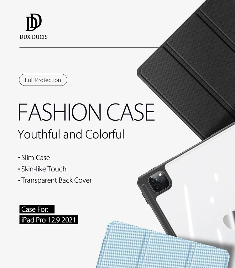 DUX DUCIS TOBY Series Tri-fold Stand Smart Premium Leather Tablet Case Cover for iPad Pro 12.9 (2022) / (2021) / (2020) / (2018) - Black-Cellmalls
