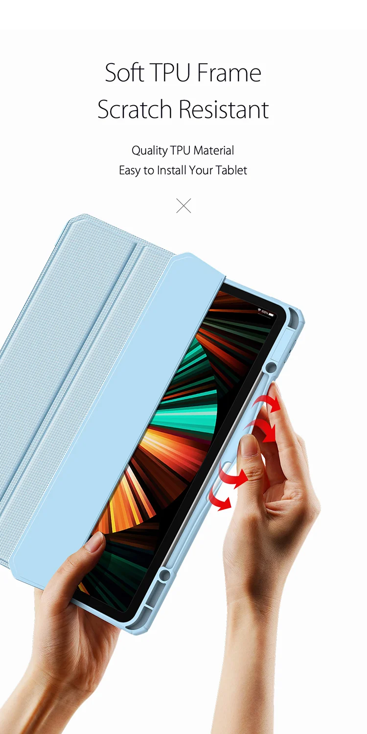 DUX DUCIS TOBY Series Tri-fold Stand Smart Premium Leather Tablet Case Cover for iPad Pro 12.9 (2022) / (2021) / (2020) / (2018) - Black-Cellmalls