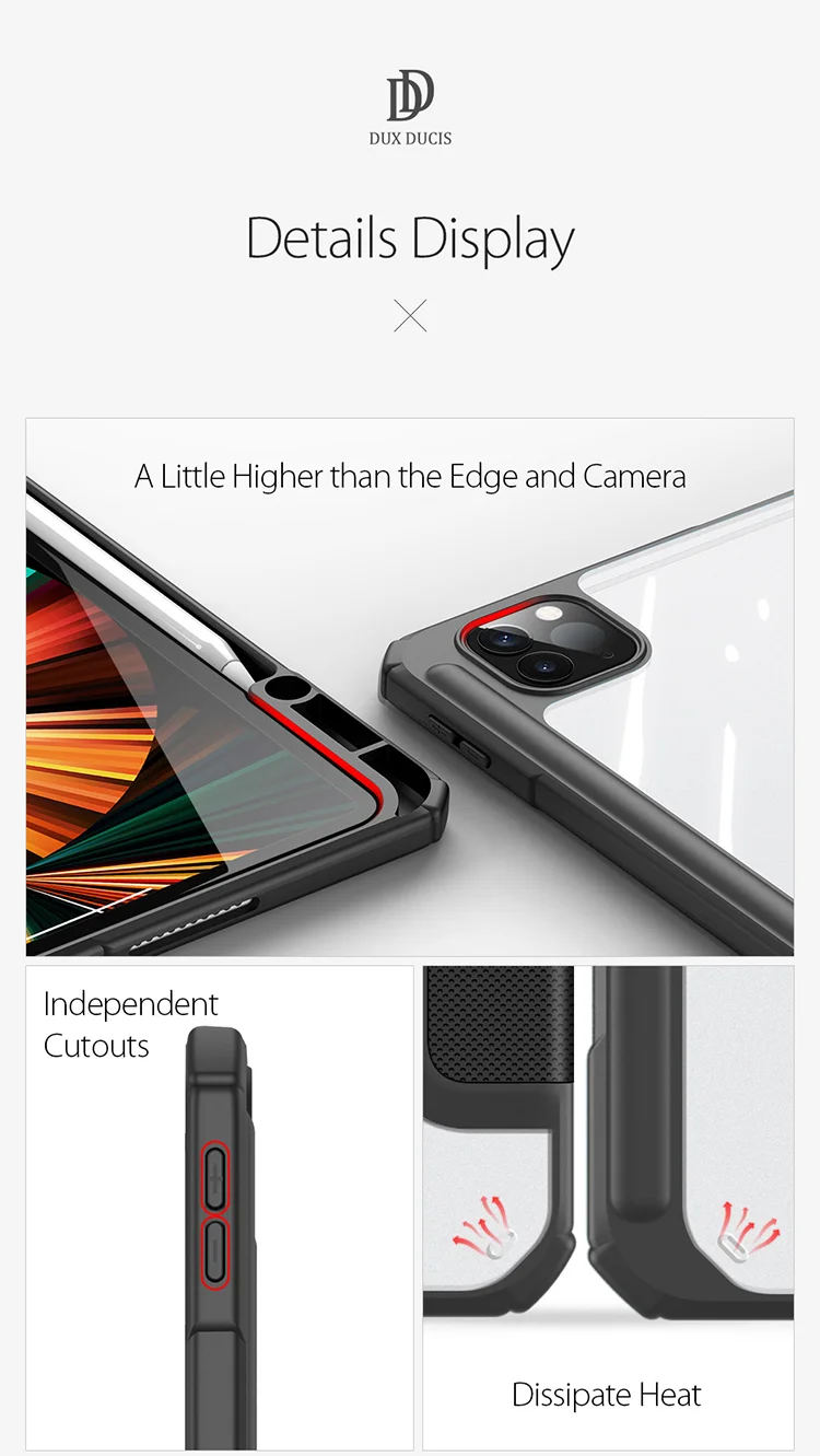 DUX DUCIS TOBY Series Tri-fold Stand Smart Premium Leather Tablet Case Cover for iPad Pro 12.9 (2022) / (2021) / (2020) / (2018) - Black-Cellmalls