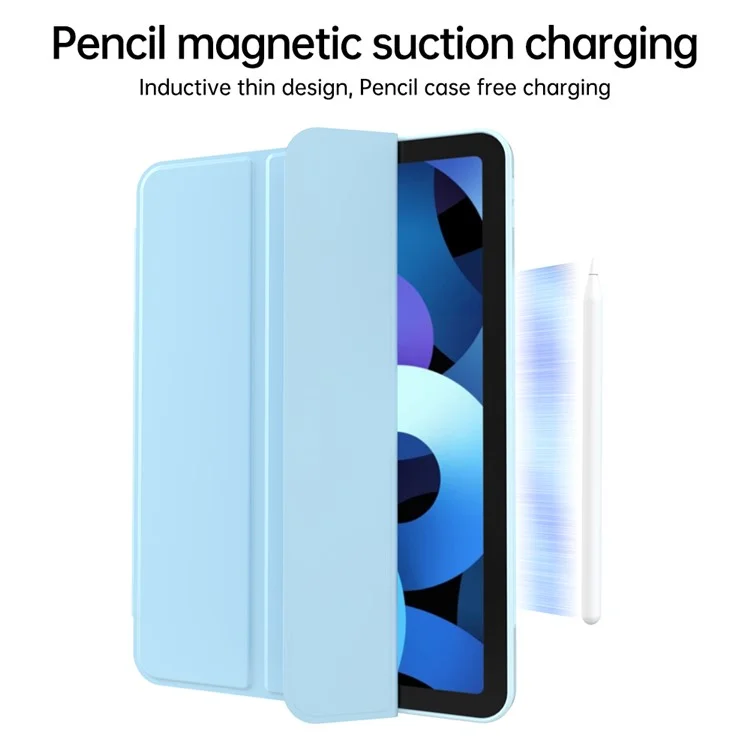 For iPad Air (2020) / (2022) Tablet Case Tri-fold Stand TPU+PU Leather Cover - Black-Cellmalls