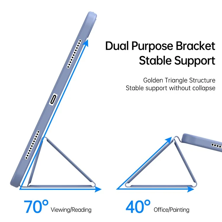 For iPad Air (2020) / (2022) Tablet Case Tri-fold Stand TPU+PU Leather Cover - Black-Cellmalls