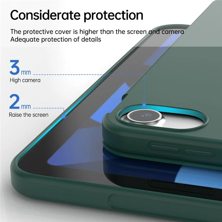 For iPad Air (2020) / (2022) Tablet Case Tri-fold Stand TPU+PU Leather Cover - Black-Cellmalls