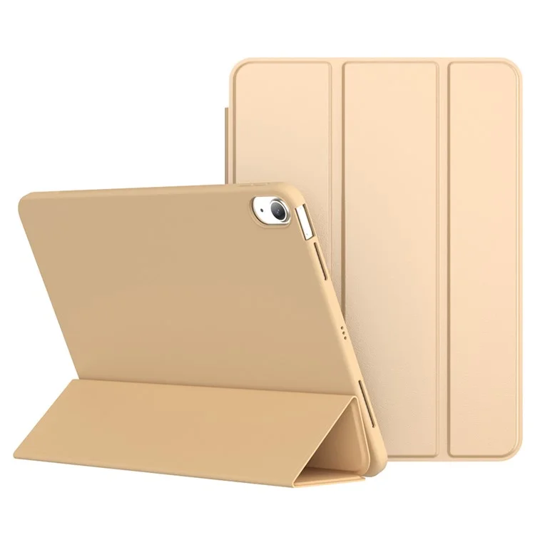 For iPad Air (2020) / (2022) Tablet Case Tri-fold Stand TPU+PU Leather Cover - Black-Cellmalls