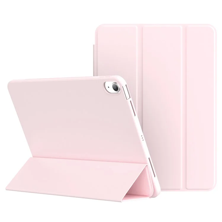 For iPad Air (2020) / (2022) Tablet Case Tri-fold Stand TPU+PU Leather Cover - Black-Cellmalls