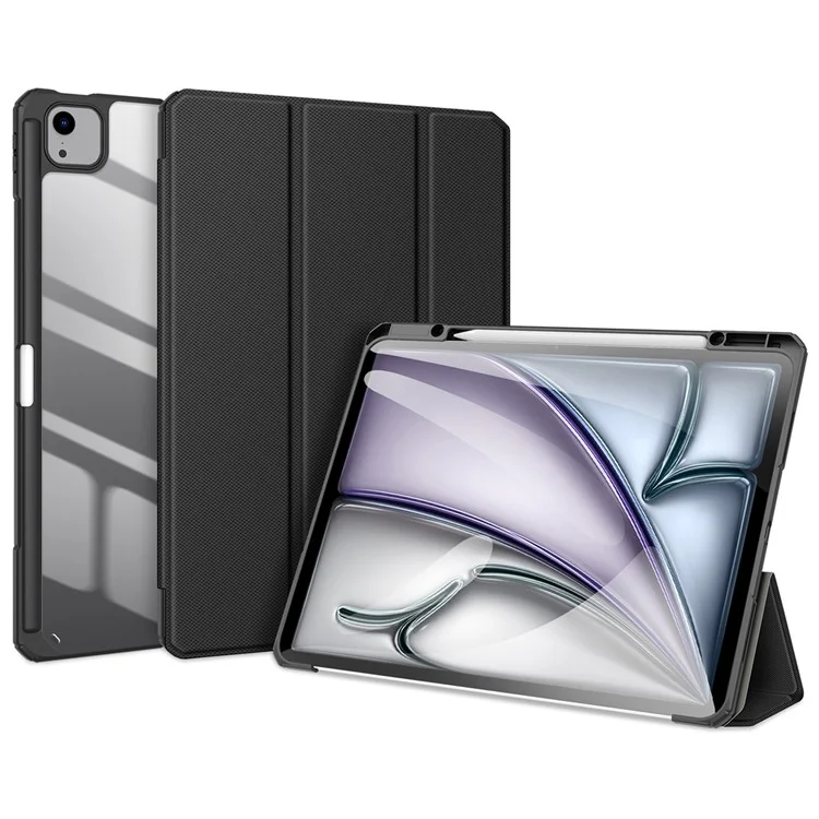DUX DUCIS TOBY Series For iPad Air 13 (2025) / (2024) / Pro 12.9 (2018) / (2020) / (2021) / (2022) Case Leather Tri-Fold Stand Cover - Black-Cellmalls