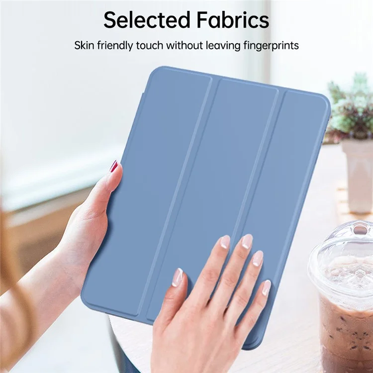 For iPad Air (2020) / (2022) Tablet Case Tri-fold Stand TPU+PU Leather Cover - Black-Cellmalls