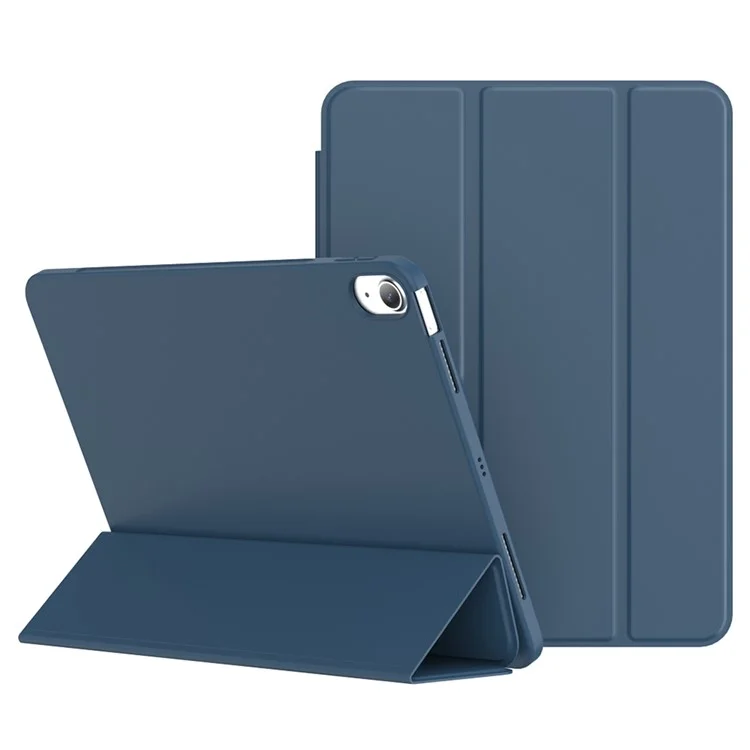 For iPad Air (2020) / (2022) Tablet Case Tri-fold Stand TPU+PU Leather Cover - Black-Cellmalls