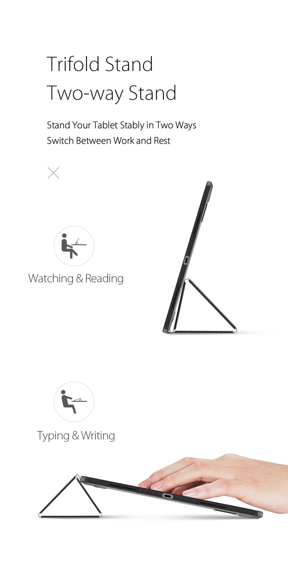 DUX DUCIS TOBY Series For iPad Pro 13 (2024) Case Auto Wake / Sleep PU Leather Tri-fold Stand Tablet Cover - Black-Cellmalls