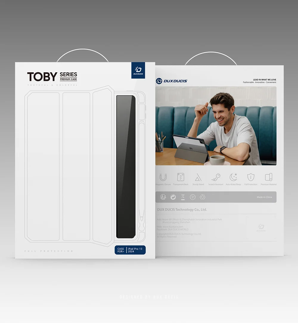 DUX DUCIS TOBY Series For iPad Pro 13 (2024) Case Auto Wake / Sleep PU Leather Tri-fold Stand Tablet Cover - Black-Cellmalls