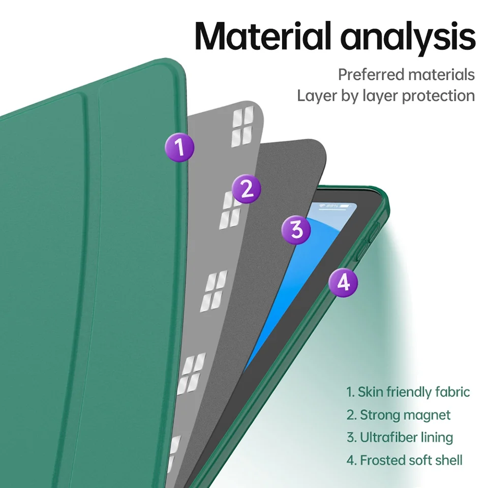 For iPad (2025) / 10.9 (2022) Trifold Stand Tablet Case Auto Wake / Sleep PU Leather Soft TPU Magnetic Shockproof Cover - Green-Cellmalls