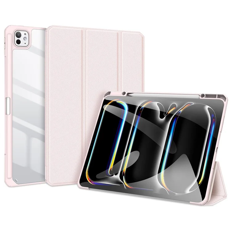 DUX DUCIS TOBY Series For iPad Pro 13 (2024) Case Auto Wake / Sleep PU Leather Tri-fold Stand Tablet Cover - Black-Cellmalls