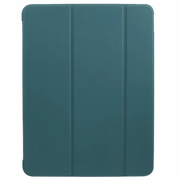 For iPad Pro 13 (2024) Case PU Leather Tri-Fold Stand Tablet Cover Auto Wake / Sleep - Midnight Green-Cellmalls