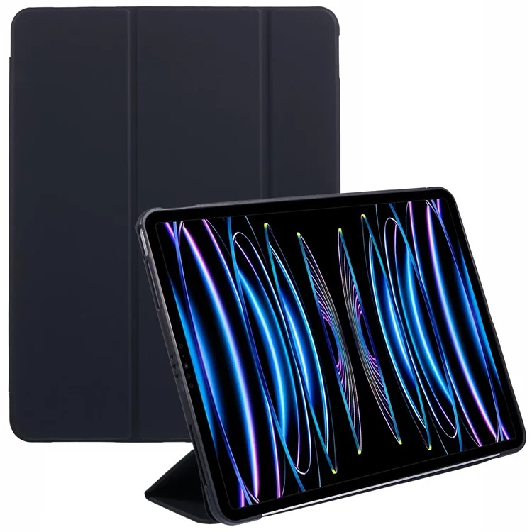 Tri-Fold Stand Smart Wake / Sleep TPU Leather Tablet Cover for iPad Air 13 (2025) / (2024) / Pro 12.9 (2022) (2021) (2020) - Black-Cellmalls