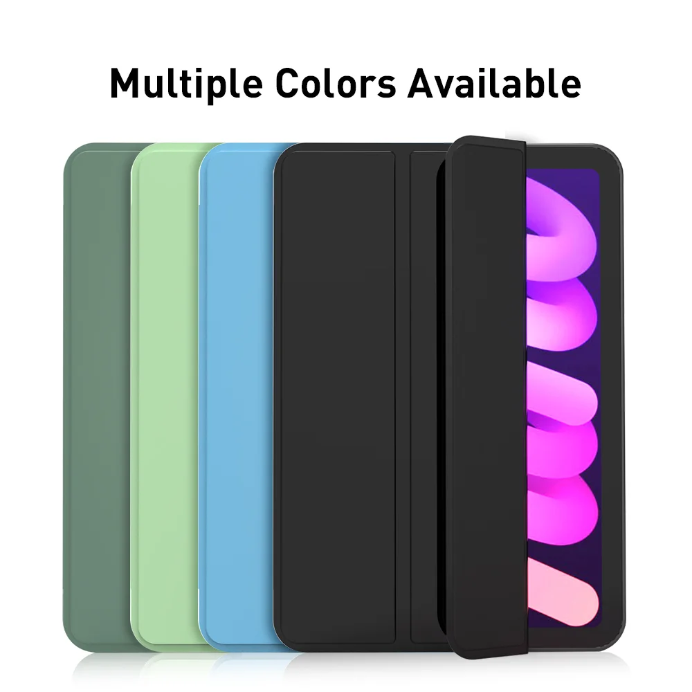 Tri-Fold Stand Design Drop-Resistant PU Leather Cover Inner TPU Tablet Case Shell for iPad mini (2024) / mini (2021) - Black-Cellmalls