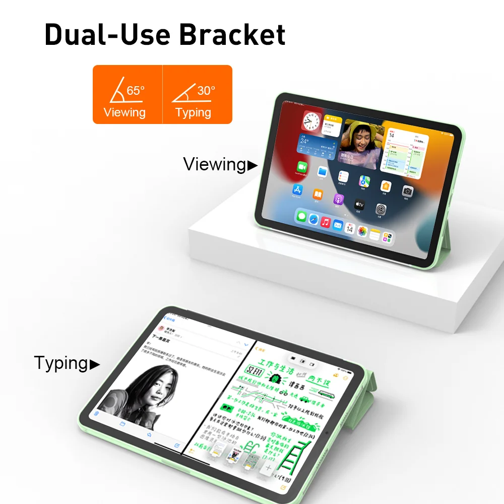 Tri-Fold Stand Design Drop-Resistant PU Leather Cover Inner TPU Tablet Case Shell for iPad mini (2024) / mini (2021) - Black-Cellmalls