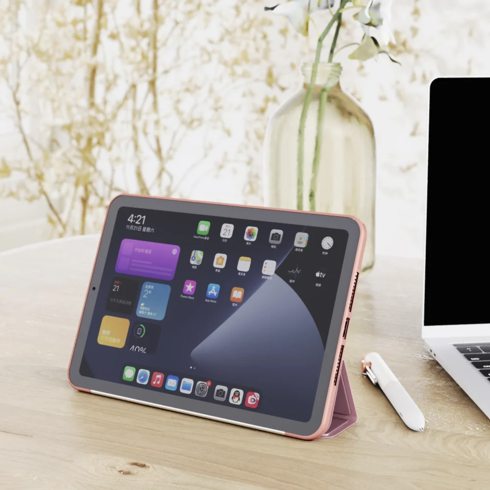 Tri-Fold Stand Design Drop-Resistant PU Leather Cover Inner TPU Tablet Case Shell for iPad mini (2024) / mini (2021) - Black-Cellmalls