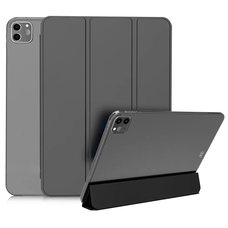 For iPad Pro 11 (2022) / (2021) / (2020) Tri-fold Stand Protective Cover Smart Wake / Sleep TPU Leather Tablet Case - Black-Cellmalls
