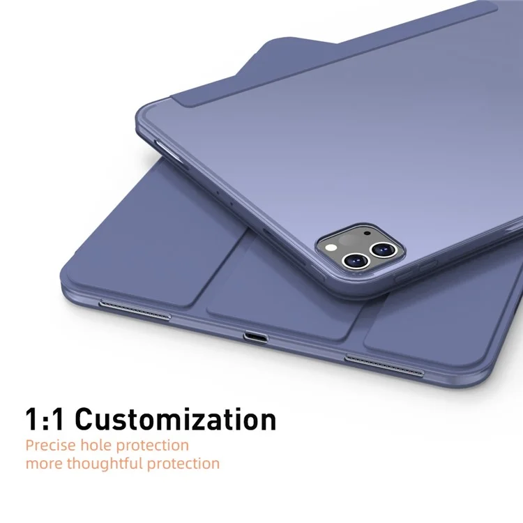 For iPad Pro 11 (2022) / (2021) / (2020) Tri-fold Stand Protective Cover Smart Wake / Sleep TPU Leather Tablet Case - Black-Cellmalls