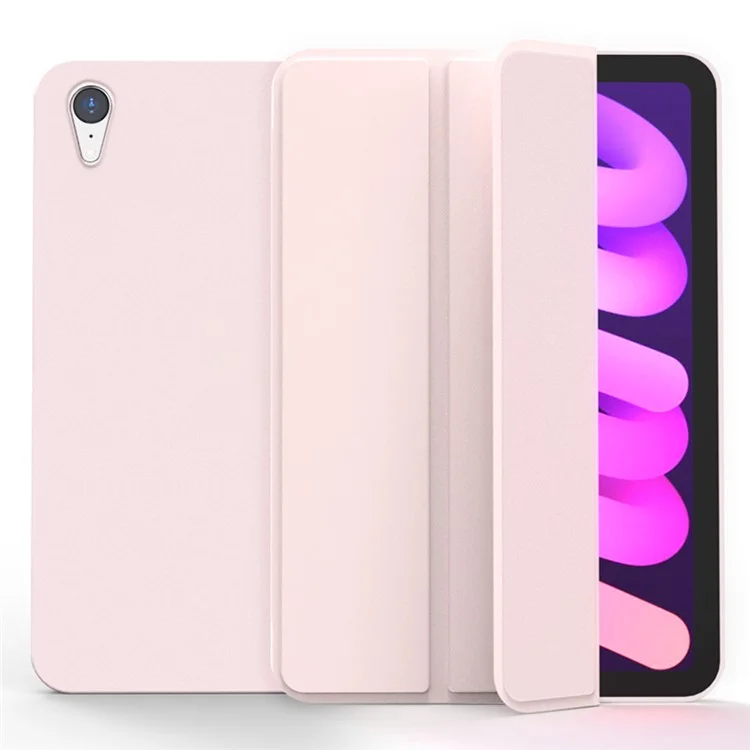 Tri-Fold Stand Design Drop-Resistant PU Leather Cover Inner TPU Tablet Case Shell for iPad mini (2024) / mini (2021) - Black-Cellmalls