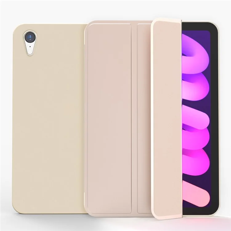 Tri-Fold Stand Design Drop-Resistant PU Leather Cover Inner TPU Tablet Case Shell for iPad mini (2024) / mini (2021) - Black-Cellmalls