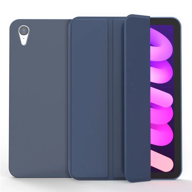 Tri-Fold Stand Design Drop-Resistant PU Leather Cover Inner TPU Tablet Case Shell for iPad mini (2024) / mini (2021) - Black-Cellmalls