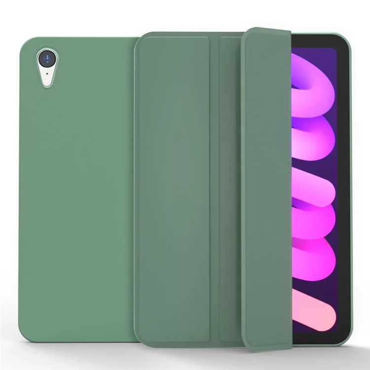 Tri-Fold Stand Design Drop-Resistant PU Leather Cover Inner TPU Tablet Case Shell for iPad mini (2024) / mini (2021) - Black-Cellmalls