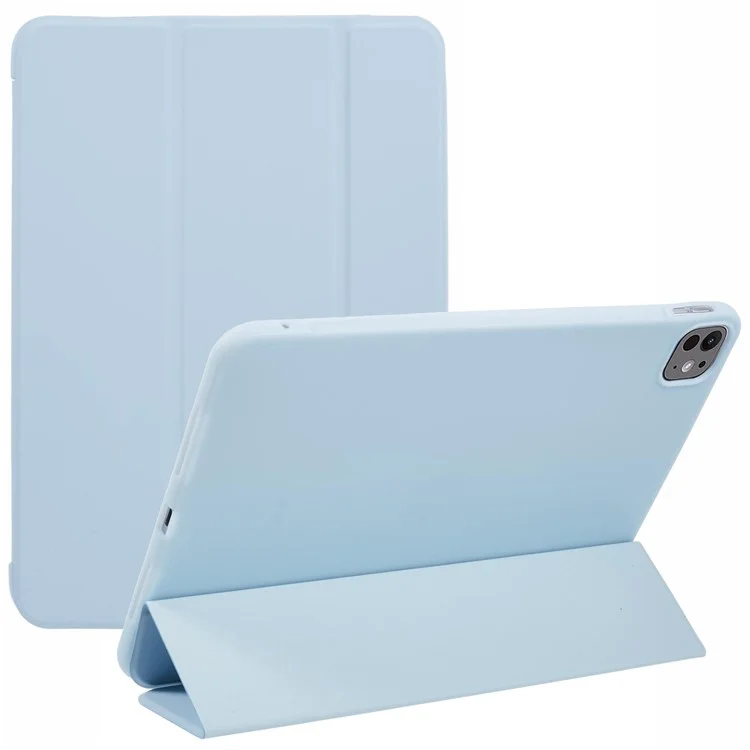 For iPad Pro 11 (2024) Case Tri-Fold Stand PU Leather + TPU Smart Cover - Baby Blue-Cellmalls