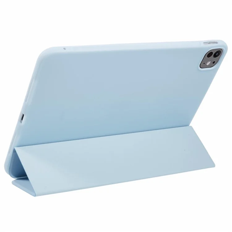 For iPad Pro 11 (2024) Case Tri-Fold Stand PU Leather + TPU Smart Cover - Baby Blue-Cellmalls