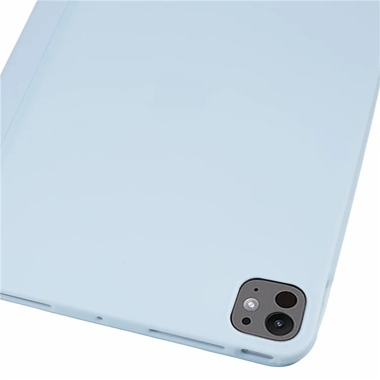 For iPad Pro 11 (2024) Case Tri-Fold Stand PU Leather + TPU Smart Cover - Baby Blue-Cellmalls