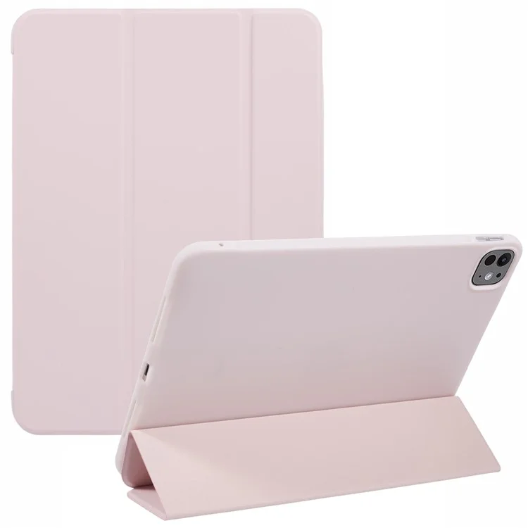 For iPad Pro 11 (2024) Case Tri-Fold Stand PU Leather + TPU Smart Cover - Baby Blue-Cellmalls