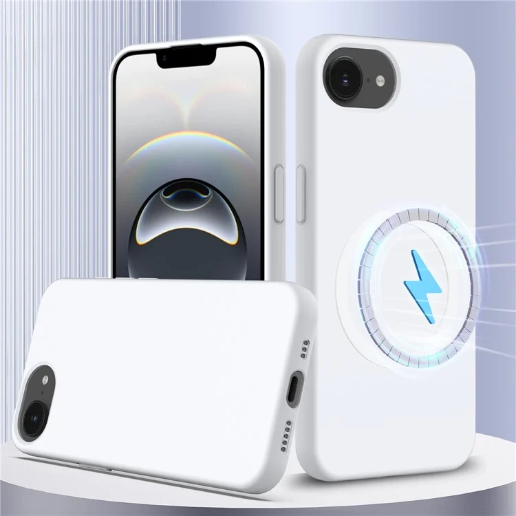 For iPhone 16e Case Compatible with MagSafe Anti-Drop Liquid Silicone Phone Cover - White-Cellmalls