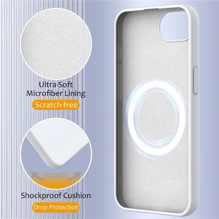 For iPhone 16e Case Compatible with MagSafe Anti-Drop Liquid Silicone Phone Cover - White-Cellmalls