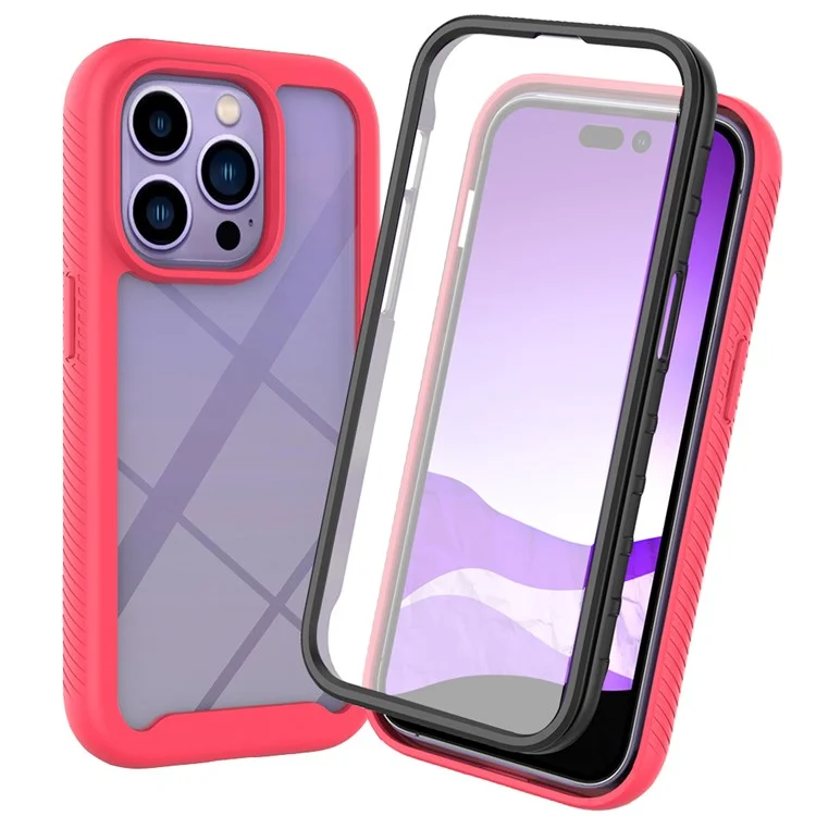 All-round Protection TPU + PC Hybrid Phone Case Cover with PET Screen Protector for iPhone 13 Pro 6.1 inch - Black-Cellmalls