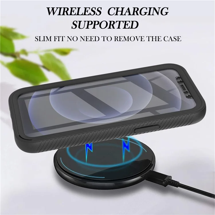 PC+TPU Full-Coverage Protection Case with PET Screen Protector for iPhone 12 mini - Black-Cellmalls