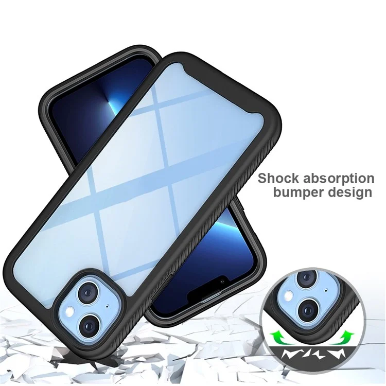 Full Protection Phone Case for iPhone 14 6.1 inch, 3-in-1 PC + TPU Hybrid Cover with PET Screen Protector - Black-Cellmalls