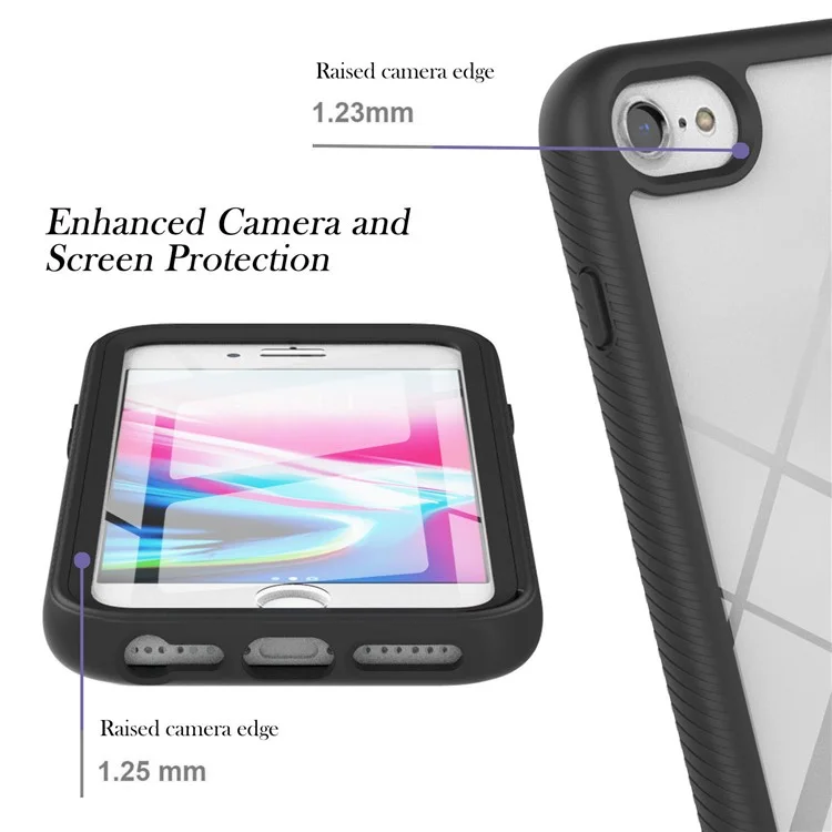 For iPhone 16e Case PC + TPU Phone Clear Back Cover with PET Screen Film - Black-Cellmalls
