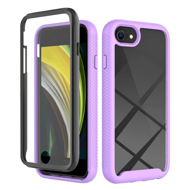 For iPhone 16e Case PC + TPU Phone Clear Back Cover with PET Screen Film - Black-Cellmalls