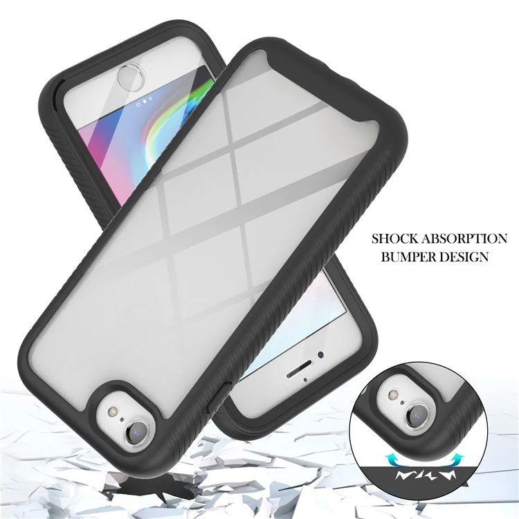 For iPhone 16e Case PC + TPU Phone Clear Back Cover with PET Screen Film - Black-Cellmalls