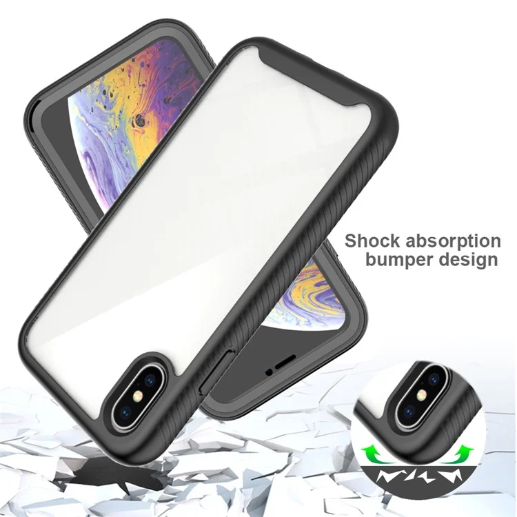 PC + TPU Full Body Protection Phone Case Cover with PET Screen Protector for iPhone XS 5.8 inch - Black-Cellmalls