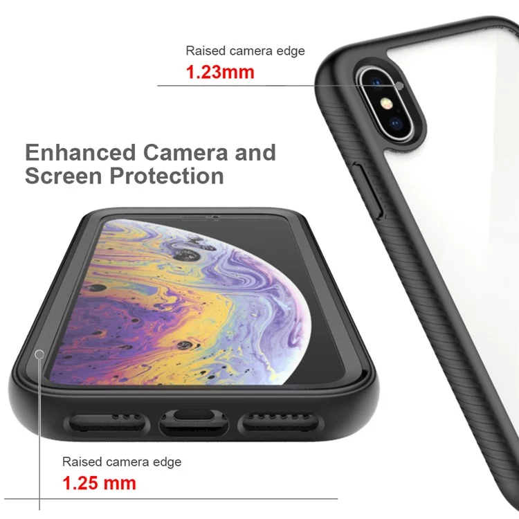 PC + TPU Full Body Protection Phone Case Cover with PET Screen Protector for iPhone XS 5.8 inch - Black-Cellmalls