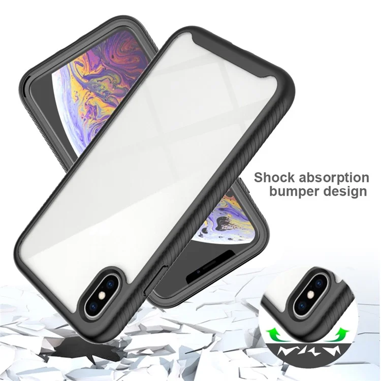 For iPhone XS Max 6.5 inch Anti-scratch Hard PC + Soft TPU Hybrid Cover Anti-drop Phone Case with PET Screen Protector - Black-Cellmalls