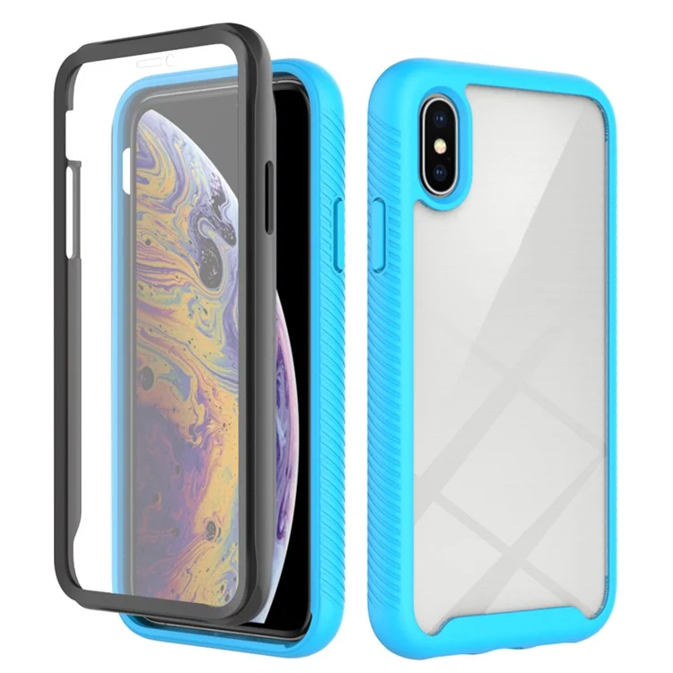 For iPhone XS Max 6.5 inch Anti-scratch Hard PC + Soft TPU Hybrid Cover Anti-drop Phone Case with PET Screen Protector - Black-Cellmalls