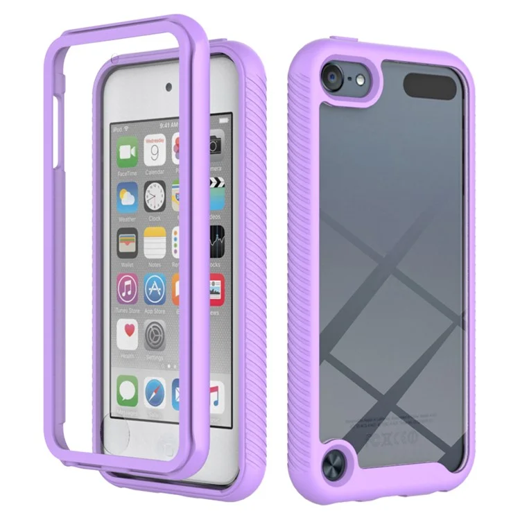Full Coverage PC + TPU Hybrid Case Phone Shell with PET Screen Protector for iPod Touch (2019)/ 6/5 - Purple-Cellmalls