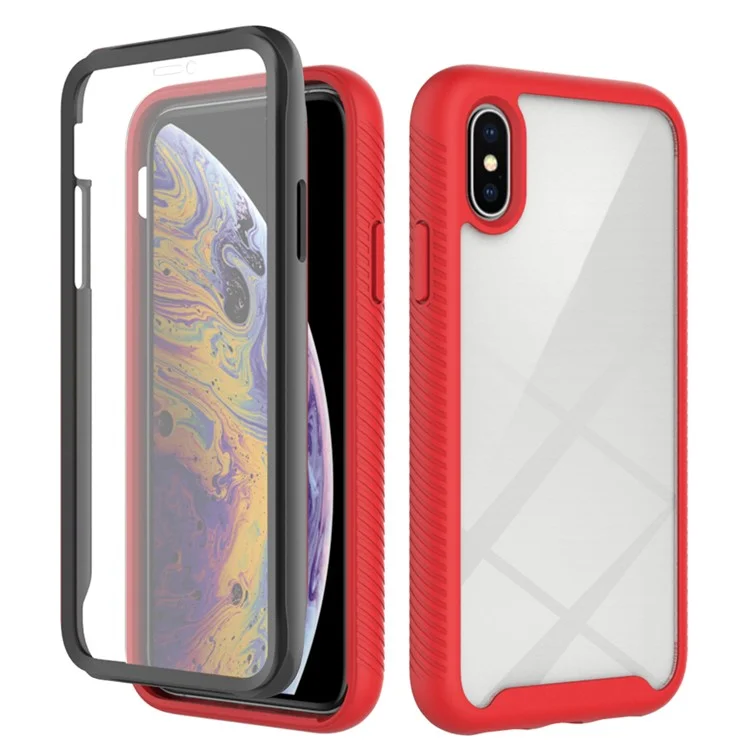 For iPhone XS Max 6.5 inch Anti-scratch Hard PC + Soft TPU Hybrid Cover Anti-drop Phone Case with PET Screen Protector - Black-Cellmalls