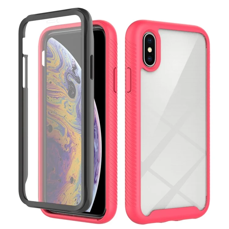 For iPhone XS Max 6.5 inch Anti-scratch Hard PC + Soft TPU Hybrid Cover Anti-drop Phone Case with PET Screen Protector - Black-Cellmalls