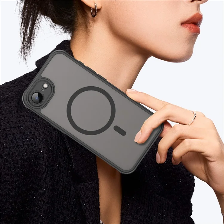 For iPhone 16e Case Magnetic Anti Drop PC + TPU Phone Cover Compatible with Magsafe - Black-Cellmalls