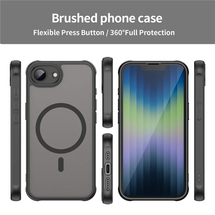For iPhone 16e Case Magnetic Anti Drop PC + TPU Phone Cover Compatible with Magsafe - Black-Cellmalls