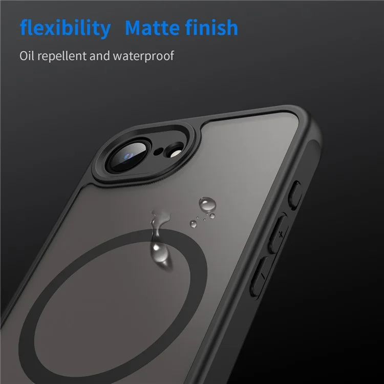For iPhone 16e Case Magnetic Anti Drop PC + TPU Phone Cover Compatible with Magsafe - Black-Cellmalls