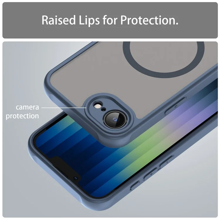 For iPhone 16e Case Magnetic Anti Drop PC + TPU Phone Cover Compatible with Magsafe - Blue-Cellmalls