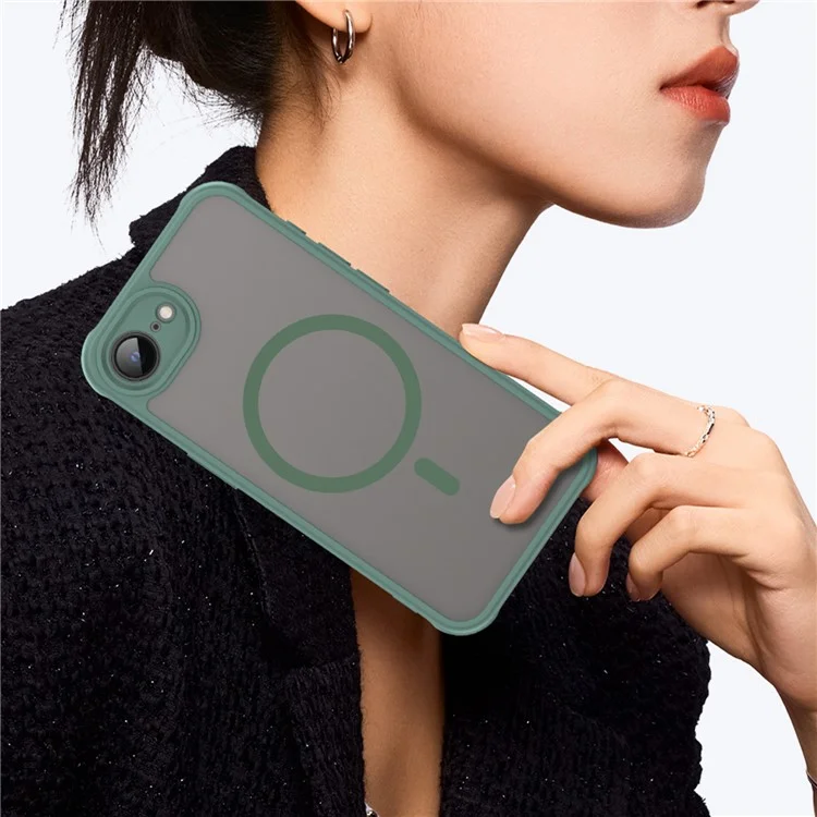For iPhone 16e Case Magnetic Anti Drop PC + TPU Phone Cover Compatible with Magsafe - Green-Cellmalls